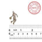 Баскетбол – Женски спортен медальон от сребро 925 с частично позлатено покритие – Ръчно изработено бижу талисман за баскетболистки и фенки на спорта – Идеален подарък за спортист, треньор или почитател – SSJ