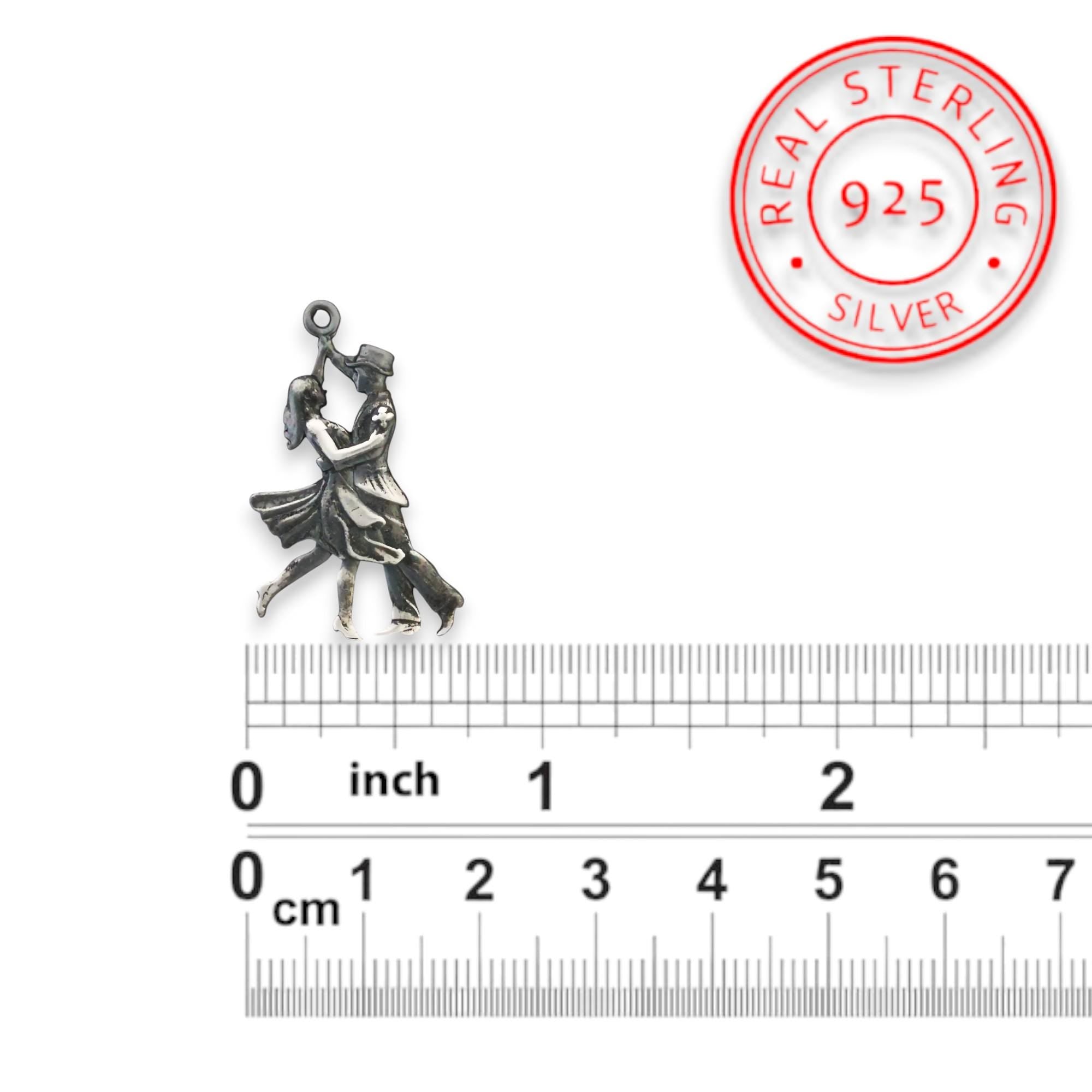 Латино танци – Унисекс спортен медальон от сребро 925 с винтидж покритие – Ръчно изработено спортно бижу – Идеален подарък за жена, фенка на спортните танци – SSJ