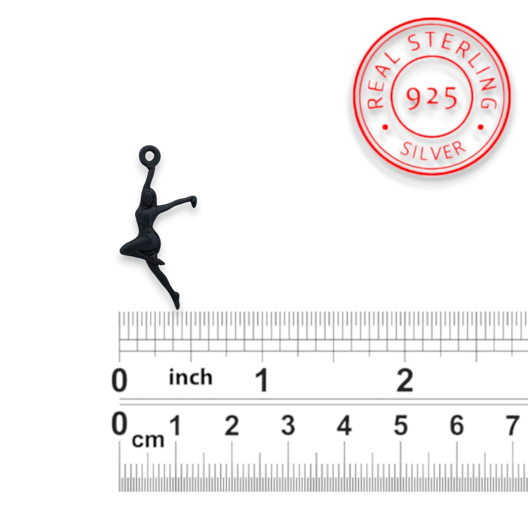 анцьорка – Дамски спортен медальон с оксидирано покритие – Сребро 925 – Ръчно изработено спортно бижу – Идеален подарък за жена, фенка на спортните танци – SSJ