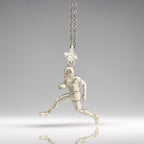 Сребърен мъжки медальон 925 американски футбол | Играч с топка