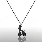 Колоездач – Мъжки спортен медальон с оксидирано покритие – Сребро 925 – Ръчно изработено бижу/талисман – Идеален подарък за Велосипедист – SSJ