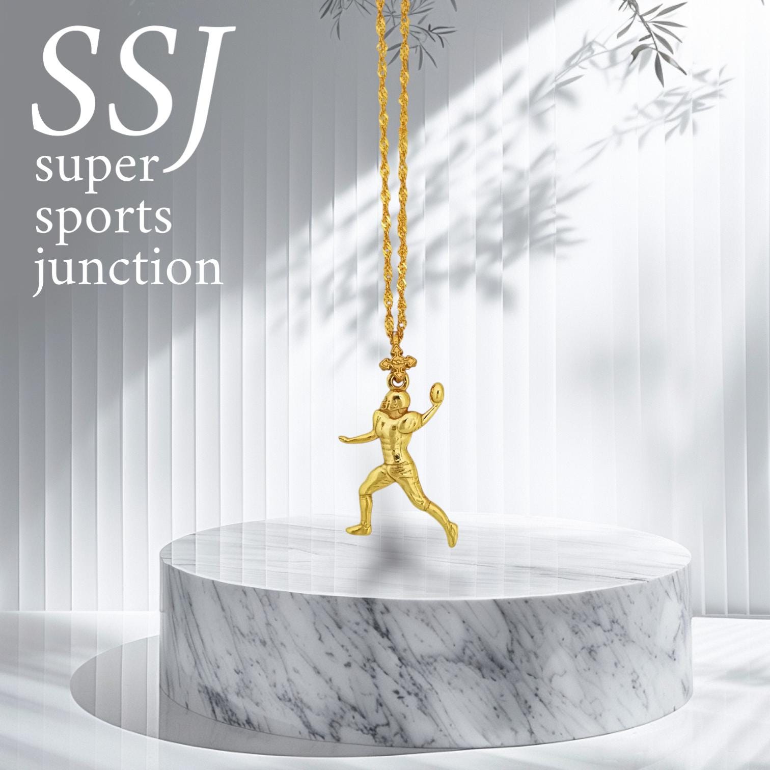 Американски футбол – Мъжки спортен медальон от сребро 925 с позлатено покритие – Ръчно изработено бижу талисман за спортисти и фенове – Идеален подарък за играч, треньор или почитател – SSJ