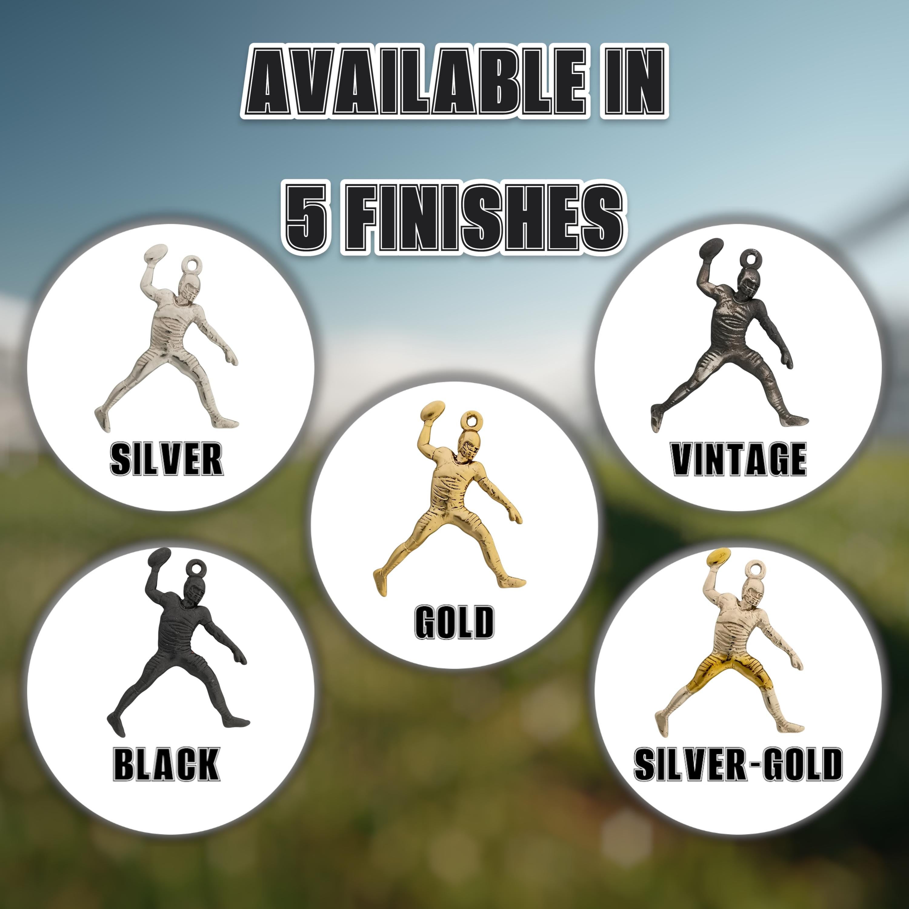 Американски футбол – Мъжки спортен медальон от сребро 925 с позлатено покритие – Ръчно изработено бижу талисман за спортисти и фенове – Идеален подарък за играч, треньор или почитател – SSJ