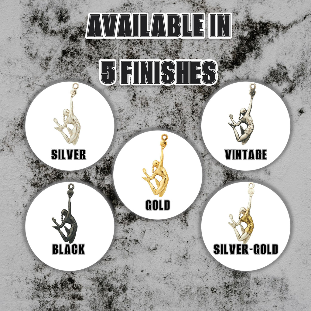 Волейболистка – Женски спортен медальон с позлатено покритие – Сребро 925 – Ръчно изработено бижу/талисман – SSJ