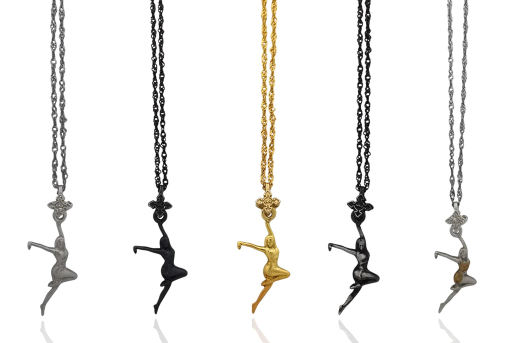 Танцьорка – Дамски спортен медальон в класическо сребро 925 – Ръчно изработено спортно бижу – Идеален подарък за жена, фенка на спортните танци – SSJ