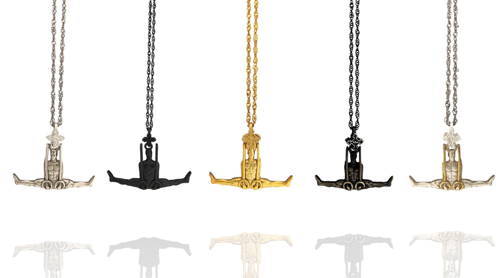 Гимнастик на халки – Мъжки спортен медальон от сребро 925 с оксидирано покритие – Ръчно изработено бижу талисман за гимнастици и спортисти – Идеален подарък за спортист, треньор или фен – SSJ