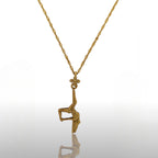 Pole Dance (Танци на пилон) – Дамски спортен медальон от сребро 925 с позлатено покритие – Ръчно изработено спортно бижу – Идеален подарък за жена, фенка на гимнастиката – SSJ