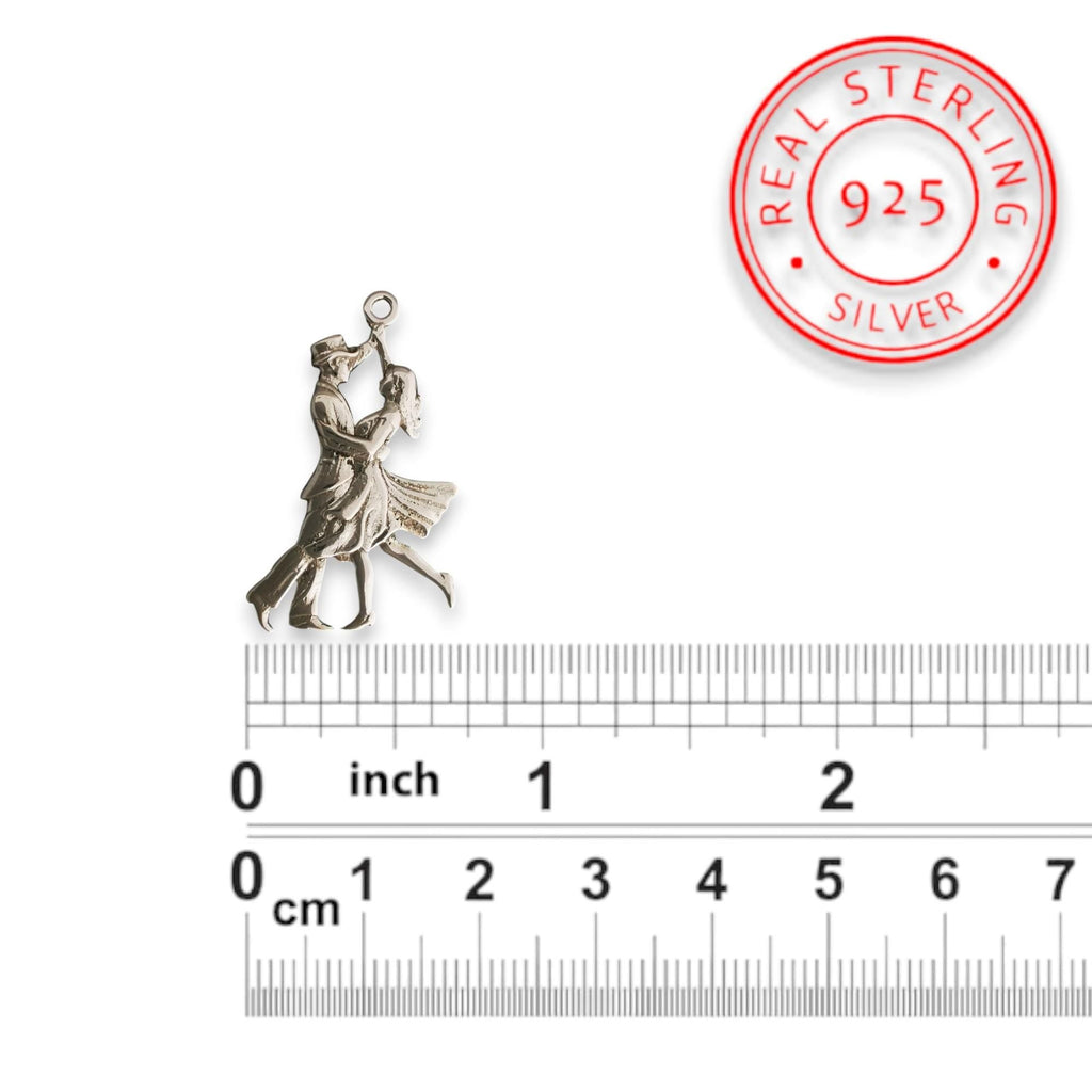 Латино танци – Унисекс спортен медальон от сребро 925 в класическо сребро – Ръчно изработено спортно бижу – Идеален подарък за жена, фенка на спортните танци – SSJ