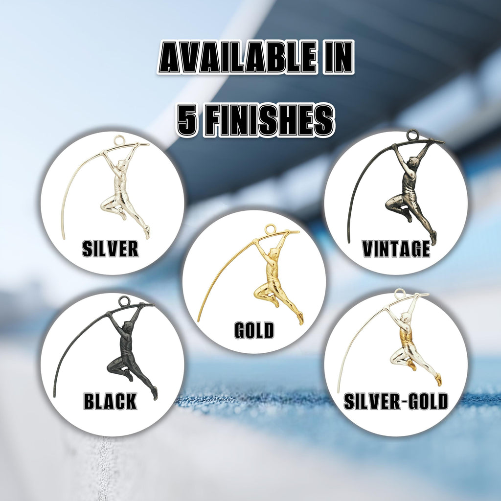 Овчарски скок – Мъжки спортен медальон от сребро 925 в класическо сребро – Ръчно изработено спортно бижу – Идеален подарък за мъж, фен на леката атлетика – SSJ