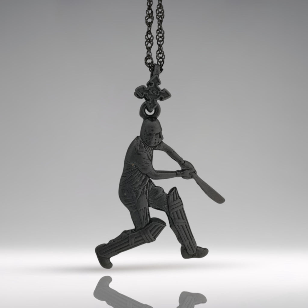 Крикет – Мъжки спортен медальон от оксидирано сребро 925 – Ръчно изработено бижу/талисман – Идеален подарък за спортист – SSJ