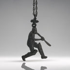 Крикет – Мъжки спортен медальон от оксидирано сребро 925 – Ръчно изработено бижу/талисман – Идеален подарък за спортист – SSJ