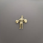 Вдигане на тежести – Мъжки спортен медальон от сребро 925 с позлатено покритие – Ръчно изработено спортно бижу – Идеален подарък за мъж, фен на силовите спортове – SSJ