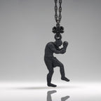 Боксьор – Мъжки спортен медальон за бойци, боксьори и MMA атлети от сребро 925 с оксидирано покритие – Ръчно изработено бижу талисман за бойни изкуства – SSJ