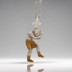 Боксьор – Мъжки спортен медальон за бойци, боксьори и MMA атлети от сребро 925 с частично позлатено покритие – Ръчно изработено бижу талисман за бойни изкуства – SSJ