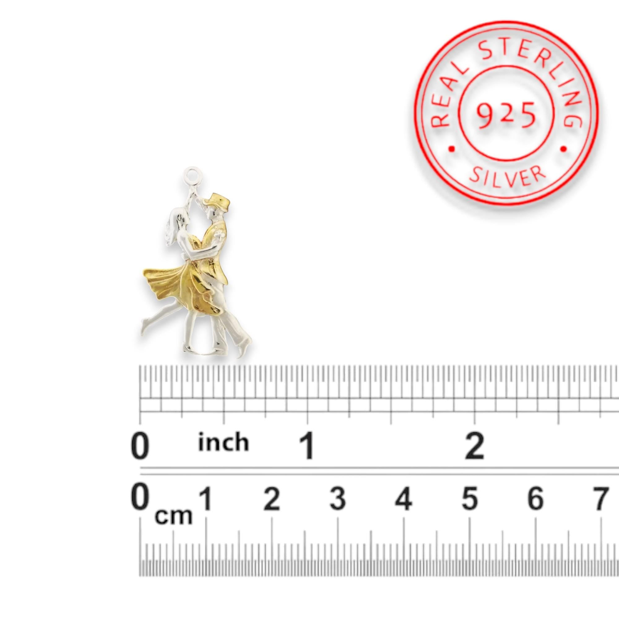 Латино танци – Унисекс спортен медальон от сребро 925 с частично позлатено покритие – Ръчно изработено спортно бижу – Идеален подарък за жена, фенка на спортните танци – SSJ