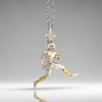 Сребърен мъжки медальон 925 американски футбол | Играч с топка