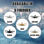 Плуване (Бътерфлай) – Мъжки спортен медальон от сребро 925 с позлатено покритие – Ръчно изработено спортно бижу – Идеален подарък за мъж, фен на плуването – SSJ