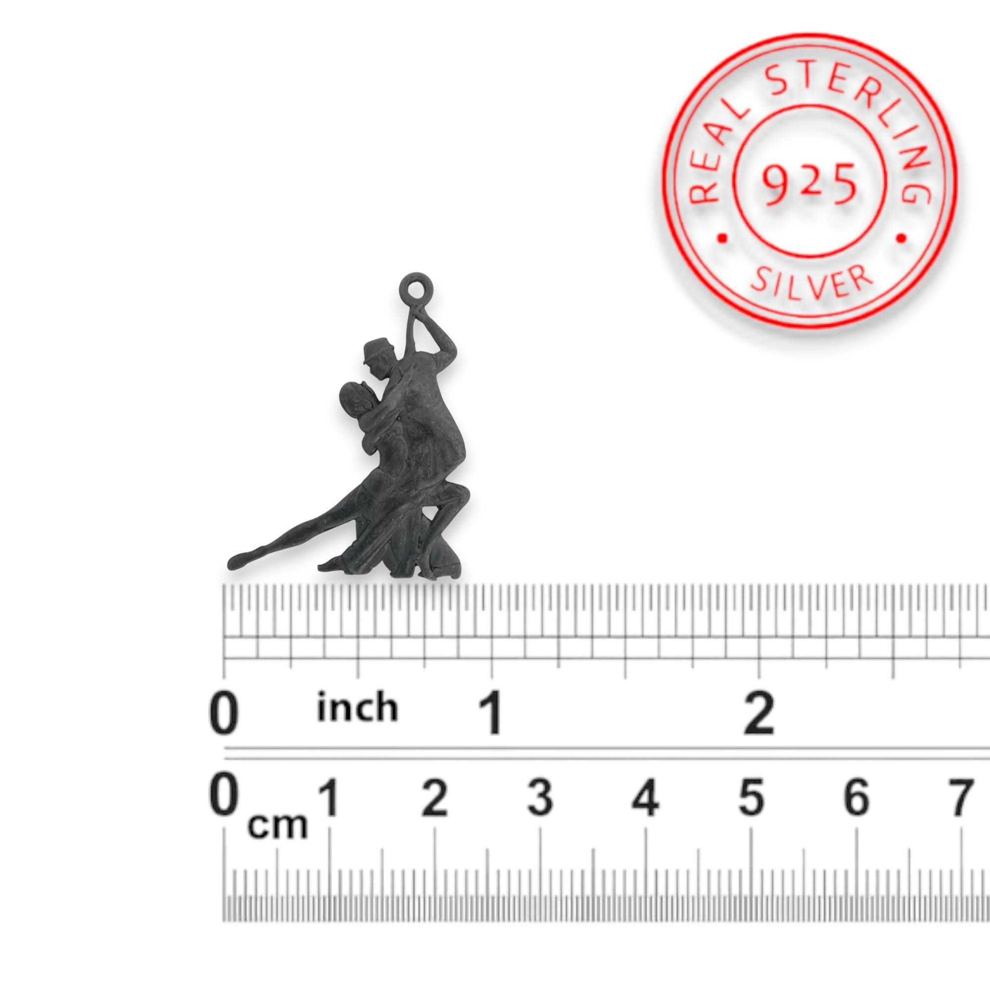 Аржентинско танго – Унисекс спортен медальон от сребро 925 с оксидирано покритие – Ръчно изработено спортно бижу – Идеален подарък за жена, фенка на спортните танци – SSJ