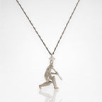 Крикет – Мъжки спортен медальон от класическо сребро 925 – Ръчно изработено бижу/талисман – Идеален подарък за спортист – SSJ