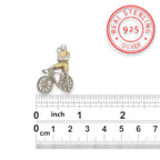 Колоездач – Велосипедист – Мъжко спортно бижу от сребро 925 с частично позлатено покритие – Ръчно изработен медальон/талисман – Идеален подарък – SSJ