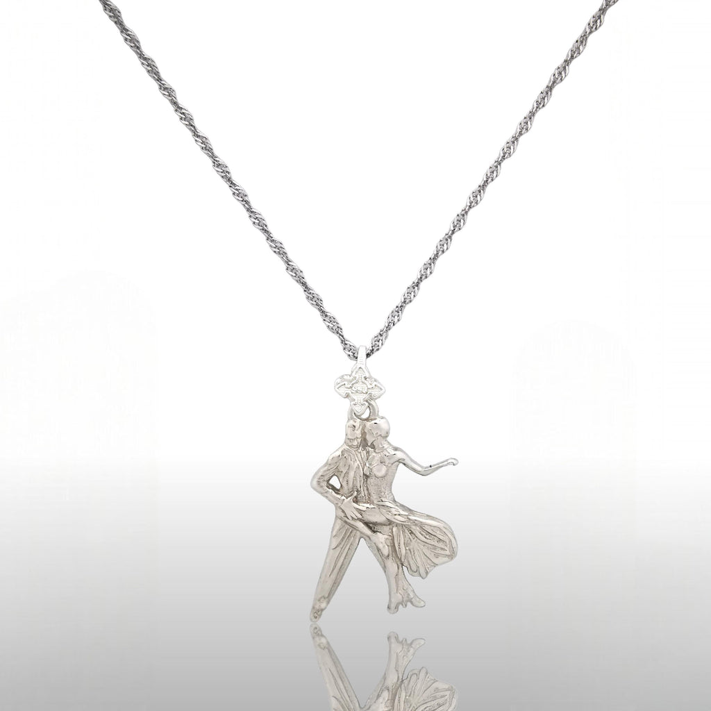 Спортни танци – Унисекс медальон в класическо сребро – Сребро 925 – Ръчно изработено спортно бижу – Идеален подарък – SSJ