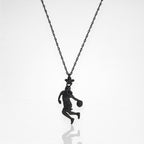 Баскетбол – Женски спортен медальон от сребро 925 с оксидирано черно покритие – Ръчно изработено бижу талисман за баскетболистки и фенки на спорта – Идеален подарък за спортист, треньор или почитател – SSJ