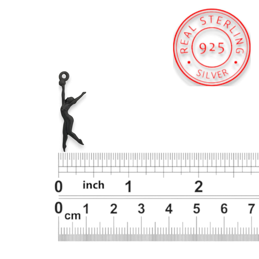 Художествена гимнастика (съчетание с топка) – Дамски спортен медальон от сребро 925 с оксидирано покритие – Ръчно изработено спортно бижу – Идеален подарък за жена, фенка на художествената гимнастика – SSJ