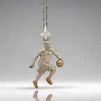 Баскетбол – Мъжки спортен медальон от сребро 925 с частично позлатено покритие – Ръчно изработено бижу талисман за баскетболисти и фенове – Идеален подарък за спортист, треньор или почитател – SSJ