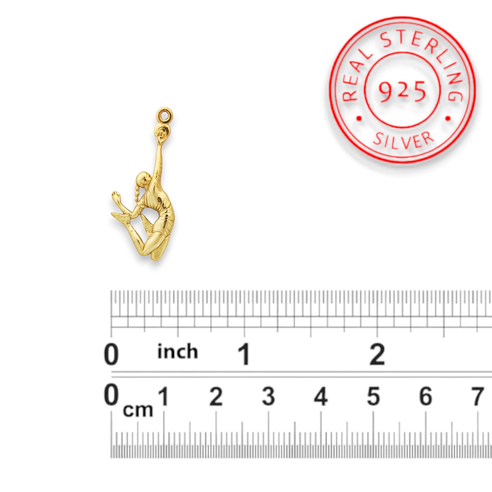 Волейболистка – Женски спортен медальон с позлатено покритие – Сребро 925 – Ръчно изработено бижу/талисман – SSJ