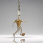 Футболист – Мъжки спортен медальон от сребро 925 с частично позлатено покритие – Ръчно изработено спортно бижу – Идеален подарък за мъж, фен на футбола – SSJ