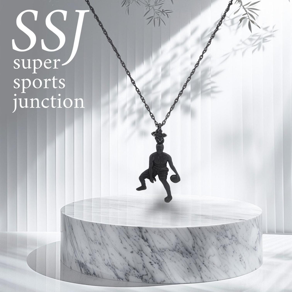 Баскетбол – Мъжки спортен медальон от сребро 925 с оксидирано черно покритие – Ръчно изработено бижу талисман за баскетболисти и фенове – Идеален подарък за спортист, треньор или почитател – SSJ