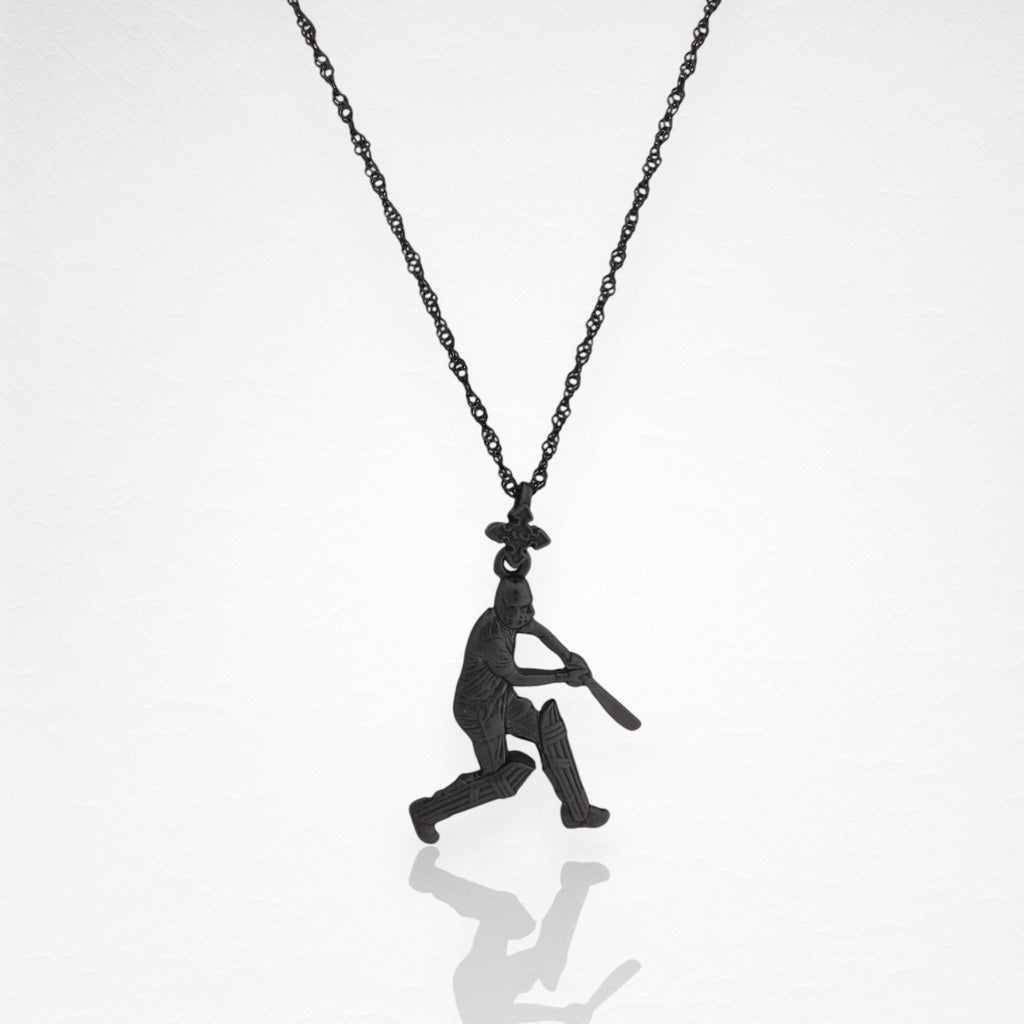 Крикет – Мъжки спортен медальон от оксидирано сребро 925 – Ръчно изработено бижу/талисман – Идеален подарък за спортист – SSJ