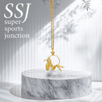 Въздушна акробатика – Женски спортен медальон от сребро 925 с 18K позлатено покритие – Ръчно изработено бижу талисман за гимнастички и танцьорки – Идеален подарък за спортист, треньор или артист – SSJ