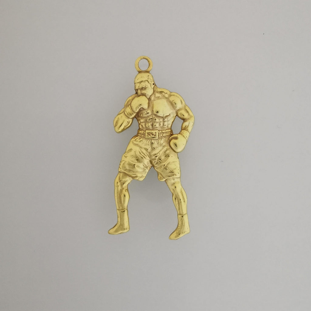 Боксьор – Мъжки спортен медальон за бойци, боксьори и MMA атлети от сребро 925 с позлатено покритие – Ръчно изработено бижу талисман за бойни изкуства – SSJ