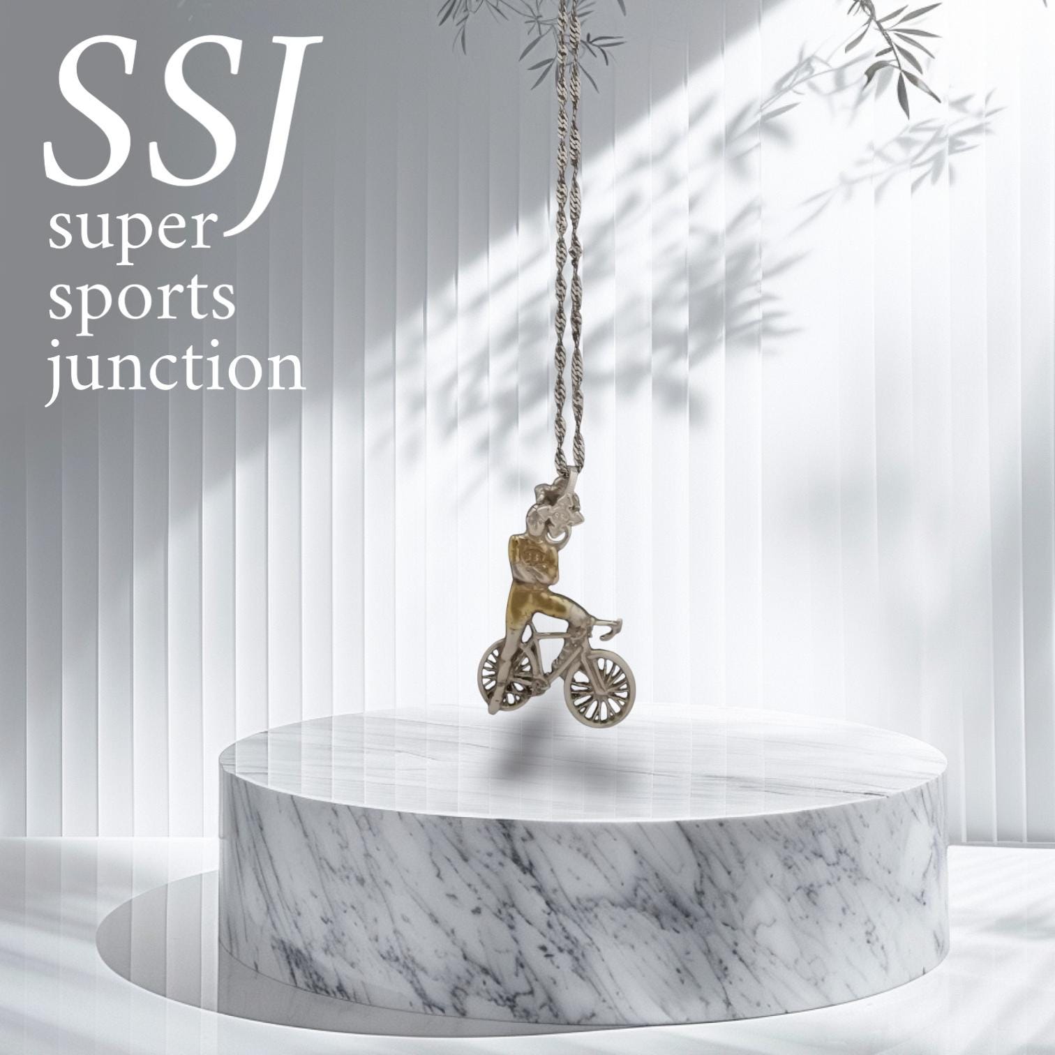 Колоездач – Велосипедист – Мъжко спортно бижу от сребро 925 с частично позлатено покритие – Ръчно изработен медальон/талисман – Идеален подарък – SSJ