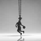 Баскетбол – Женски спортен медальон от сребро 925 с оксидирано черно покритие – Ръчно изработено бижу талисман за баскетболистки и фенки на спорта – Идеален подарък за спортист, треньор или почитател – SSJ