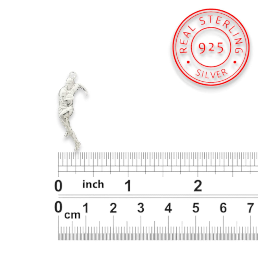 Ръгби – Мъжки спортен медальон от сребро 925 в класическо сребро – Ръчно изработено спортно бижу – Идеален подарък за мъж, фен на ръгбито – SSJ