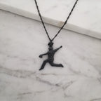 Бейзбол – Мъжки спортен медальон за бейзболист питчър от сребро 925 с оксидирано черно покритие – Ръчно изработено бижу талисман – Идеален подарък за спортисти, треньори и фенове – SSJ