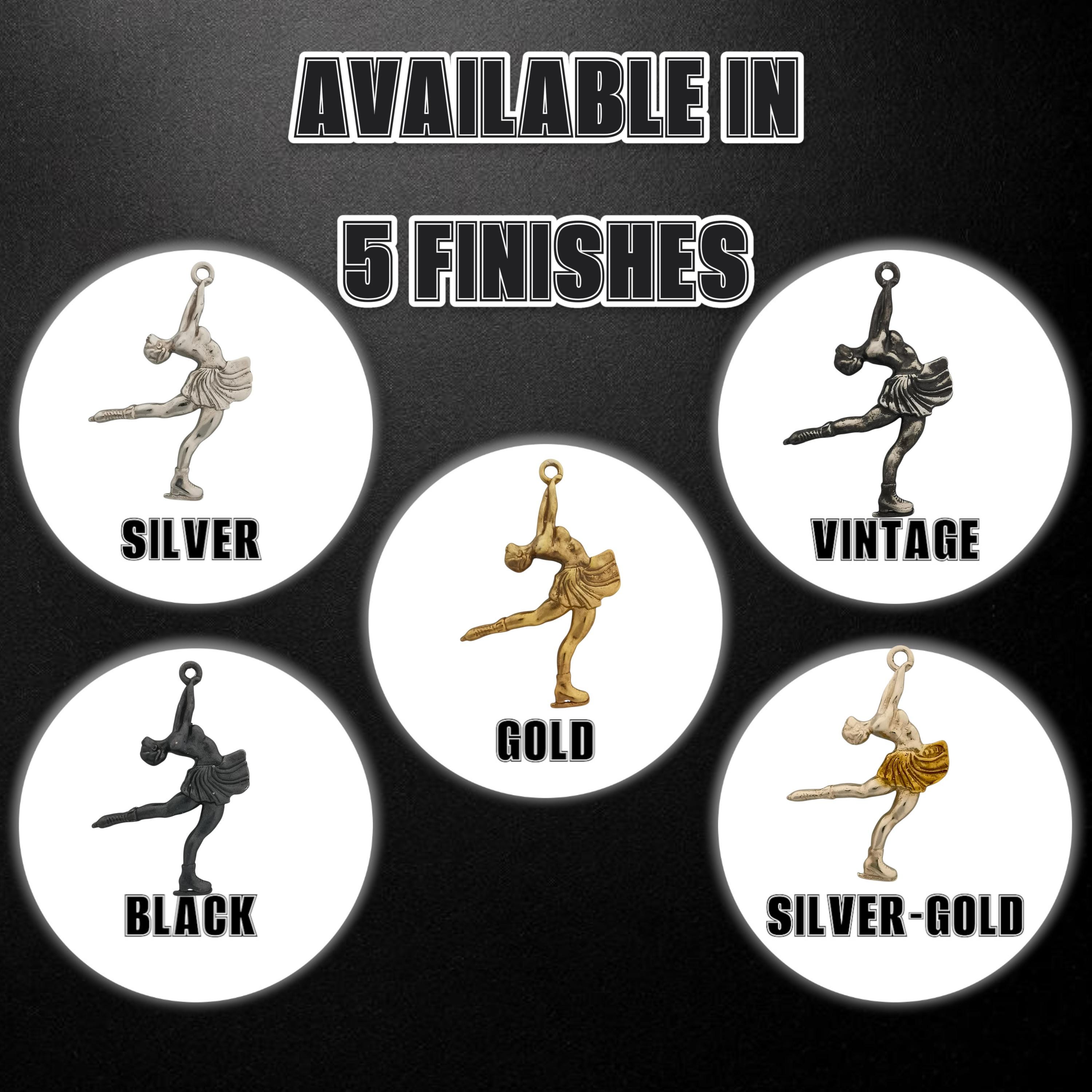 Фигурно пързаляне (пирует) – Дамски спортен медальон от сребро 925 с оксидирано покритие – Ръчно изработено спортно бижу – Идеален подарък за жена, фенка на фигурното пързаляне – SSJ