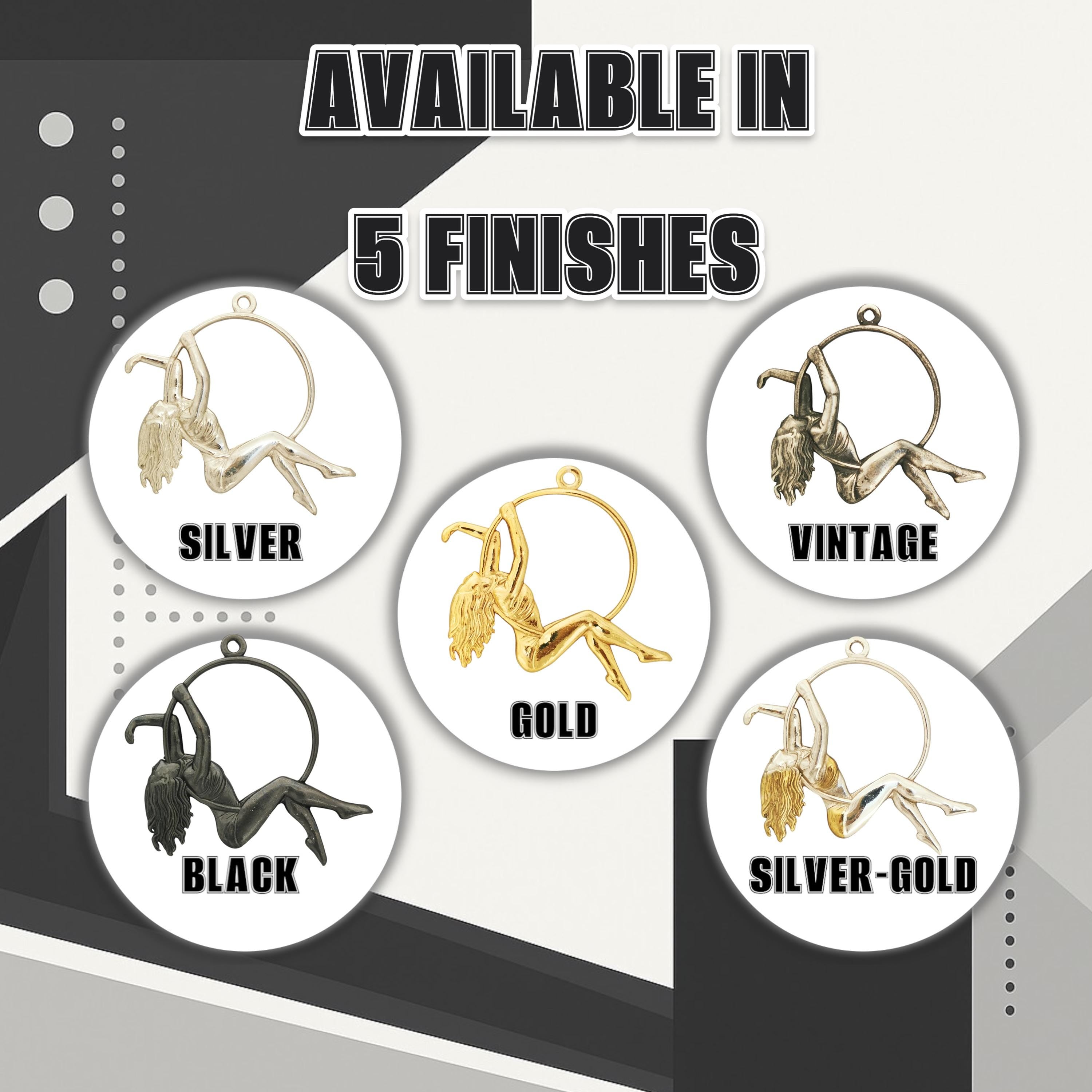 Въздушна акробатика – Женски спортен медальон от сребро 925 с 18K позлатено покритие – Ръчно изработено бижу талисман за гимнастички и танцьорки – Идеален подарък за спортист, треньор или артист – SSJ