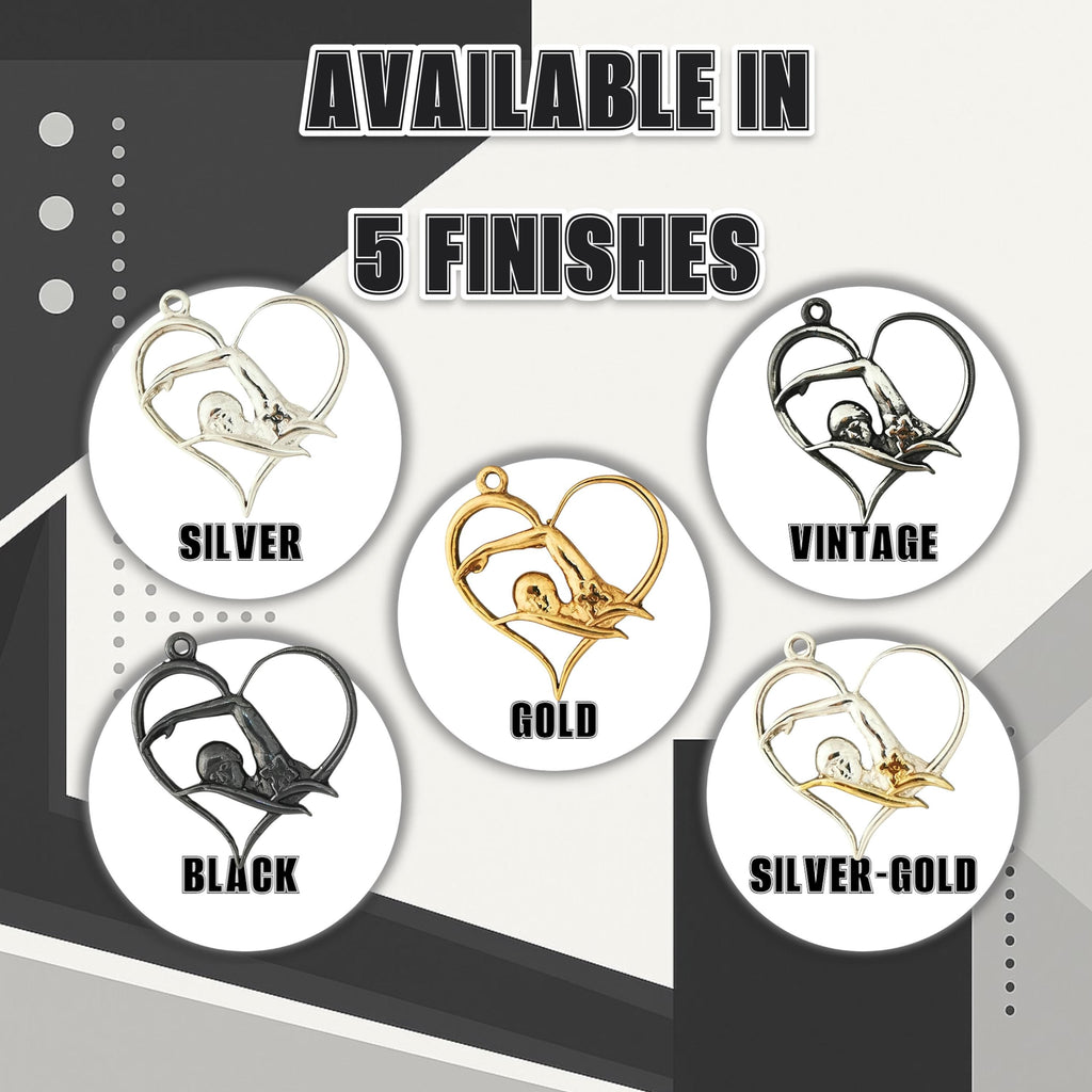 Любов към плуването – Дамски спортен медальон от сребро 925 с класическо покритие – Ръчно изработено спортно бижу – Идеален подарък за жена, фенка на плуването – SSJ