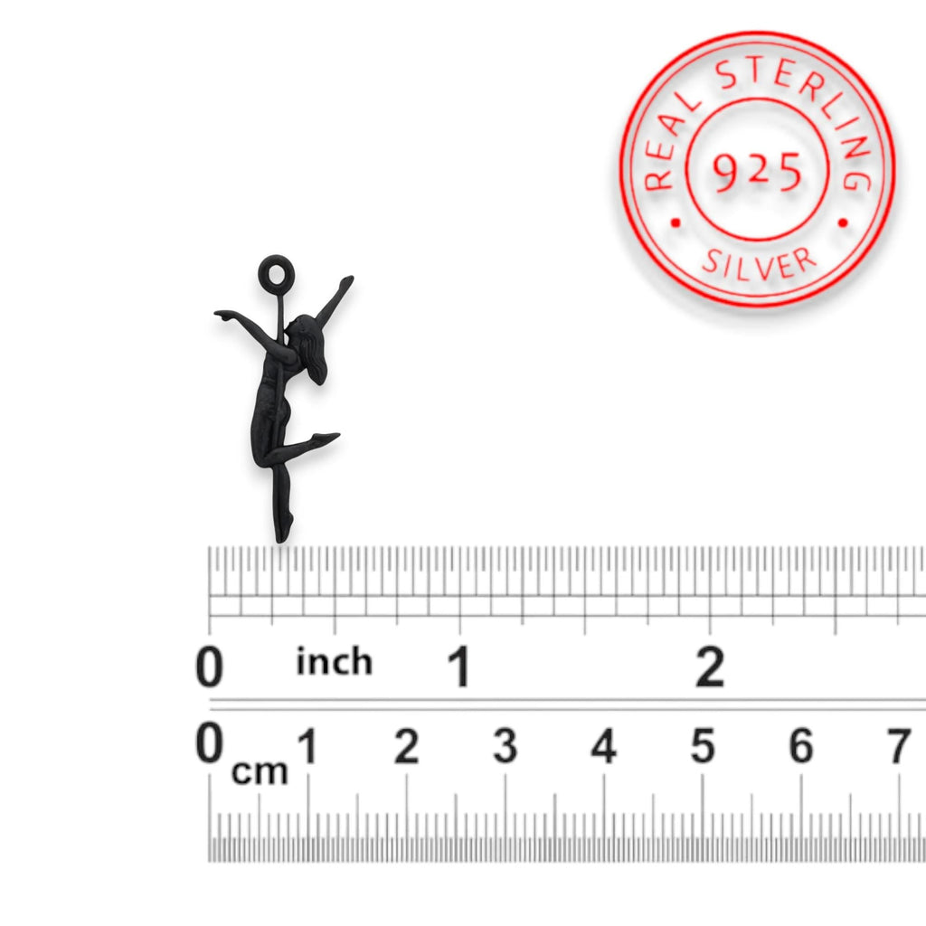 Pole Dance (Танци на пилон) – Дамски спортен медальон от сребро 925 с оксидирано покритие – Ръчно изработено спортно бижу – Идеален подарък за жена, фенка на гимнастиката – SSJ
