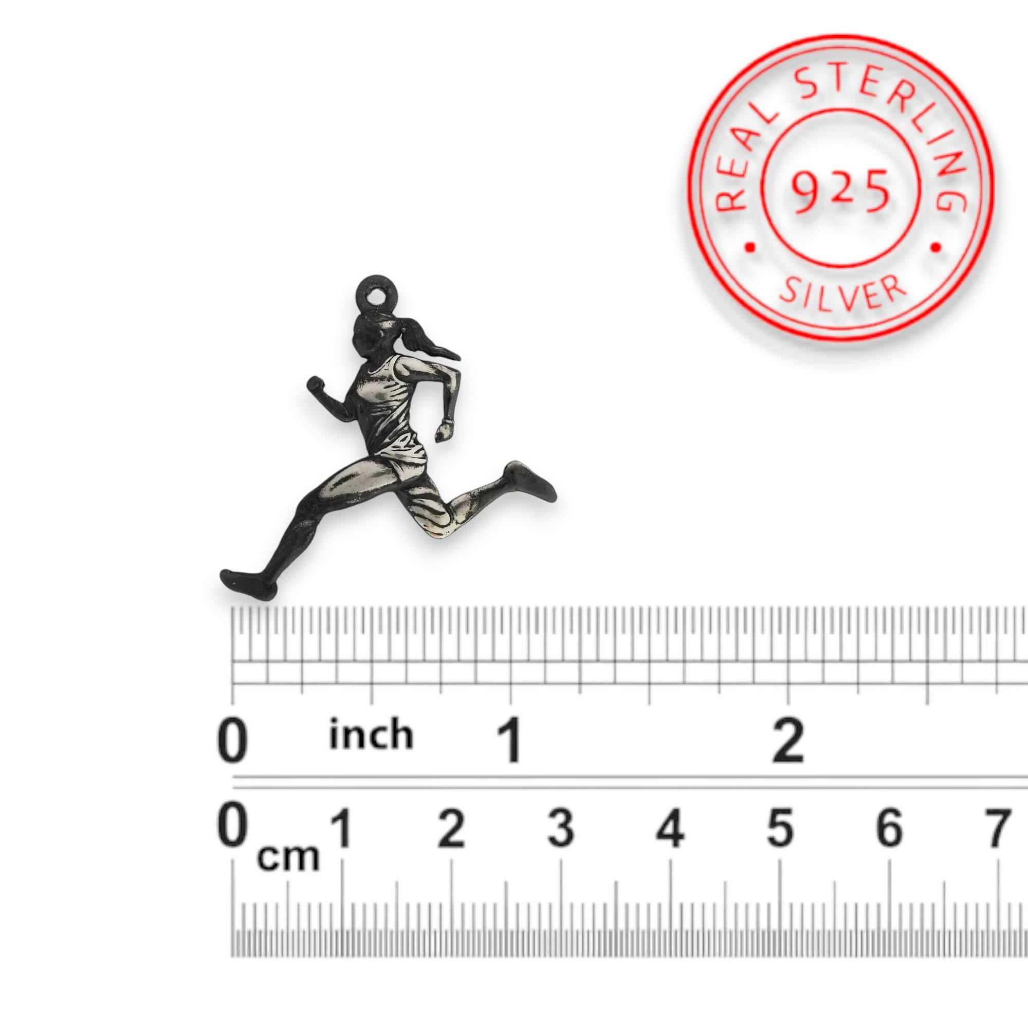 Сребърен дамски медальон 925 лека атлетика | Атлетка бягане – винтидж