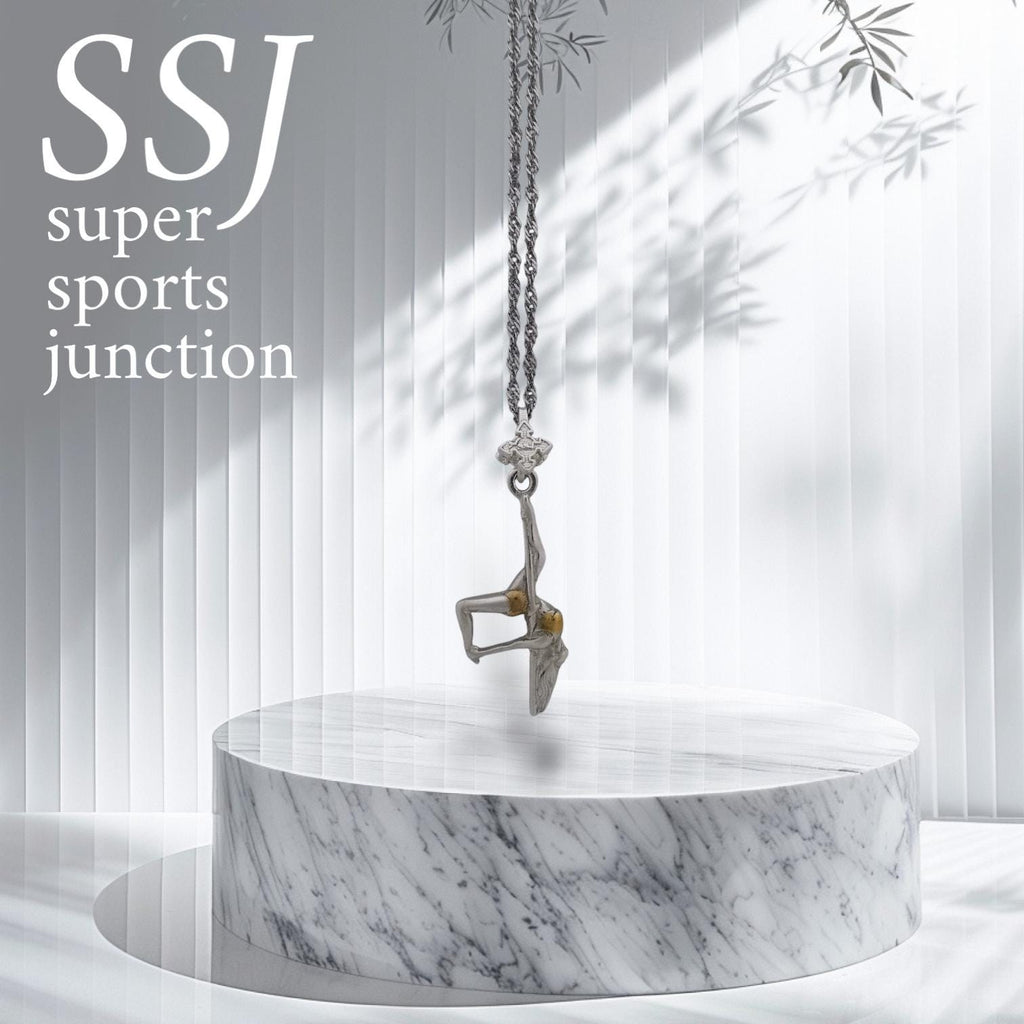 Pole Dance (Танци на пилон) – Дамски спортен медальон от сребро 925 с частично позлатено покритие – Ръчно изработено спортно бижу – Идеален подарък за жена, фенка на гимнастиката – SSJ