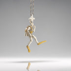 Гмуркач – Мъжки медальон Водолаз от сребро 925 с частично позлатено покритие – Ръчно изработено бижу Дайвинг за мъже с любов към морето – SSJ