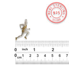 Атлет – Мъжки спортен медальон за бегачи, спринтьори и маратонци от сребро 925 с частично позлатено покритие – Ръчно изработено бижу талисман за лекоатлети – SSJ