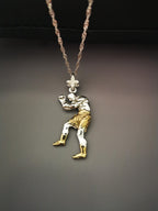 Боксьор – Мъжки спортен медальон за бойци, боксьори и MMA атлети от сребро 925 с частично позлатено покритие – Ръчно изработено бижу талисман за бойни изкуства – SSJ