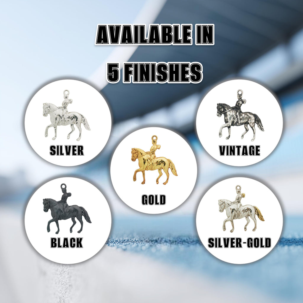 Конен спорт – Дамски медальон с фигура на ездачка – Класическо сребро 925 – Ръчно изработено спортно бижу/талисман конна езда – Идеален подарък за жена – SSJ
