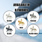 Конен спорт – Дамски медальон с фигура на ездачка – Класическо сребро 925 – Ръчно изработено спортно бижу/талисман конна езда – Идеален подарък за жена – SSJ