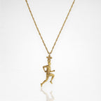 Атлет – Мъжки спортен медальон за бегачи, спринтьори и маратонци от сребро 925 с позлатено покритие – Ръчно изработено бижу талисман за лекоатлети – SSJ